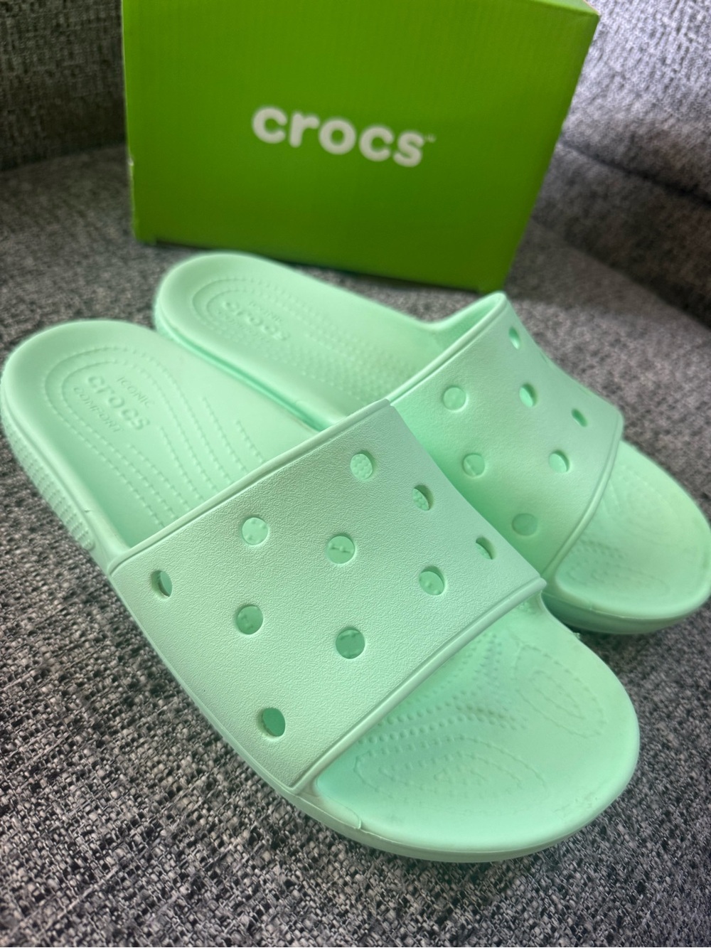CROCS Kids Mint Green Slide Sandals